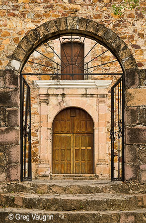 Entrance to Guadalupe Chapel, Cosala, Mexico.