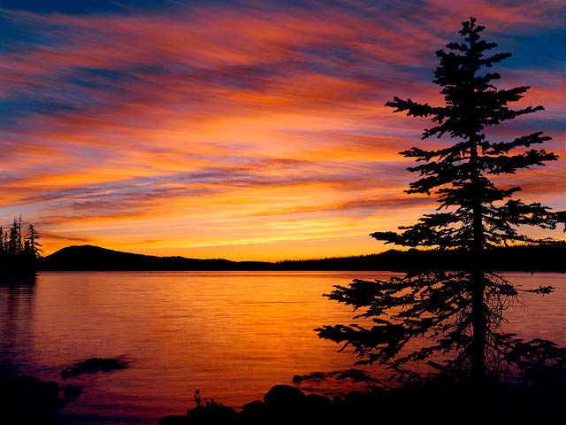 Waldo Lake sunset, Cascade Mountains, Oregon